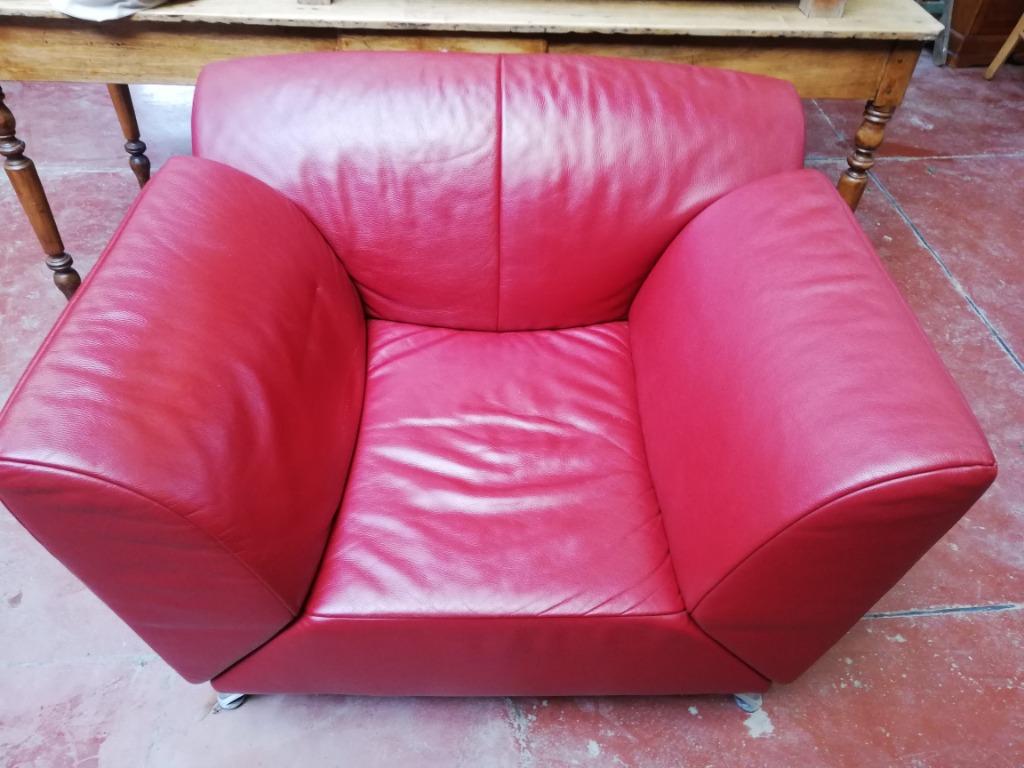 fauteuil, Huis en Inrichting, Fauteuils, Ophalen, Zo goed als nieuw, Leer