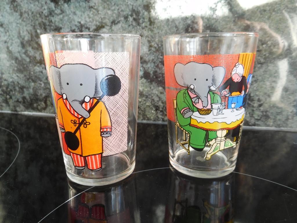 2 verres vintages Babar, Enlèvement ou Envoi, Comme neuf