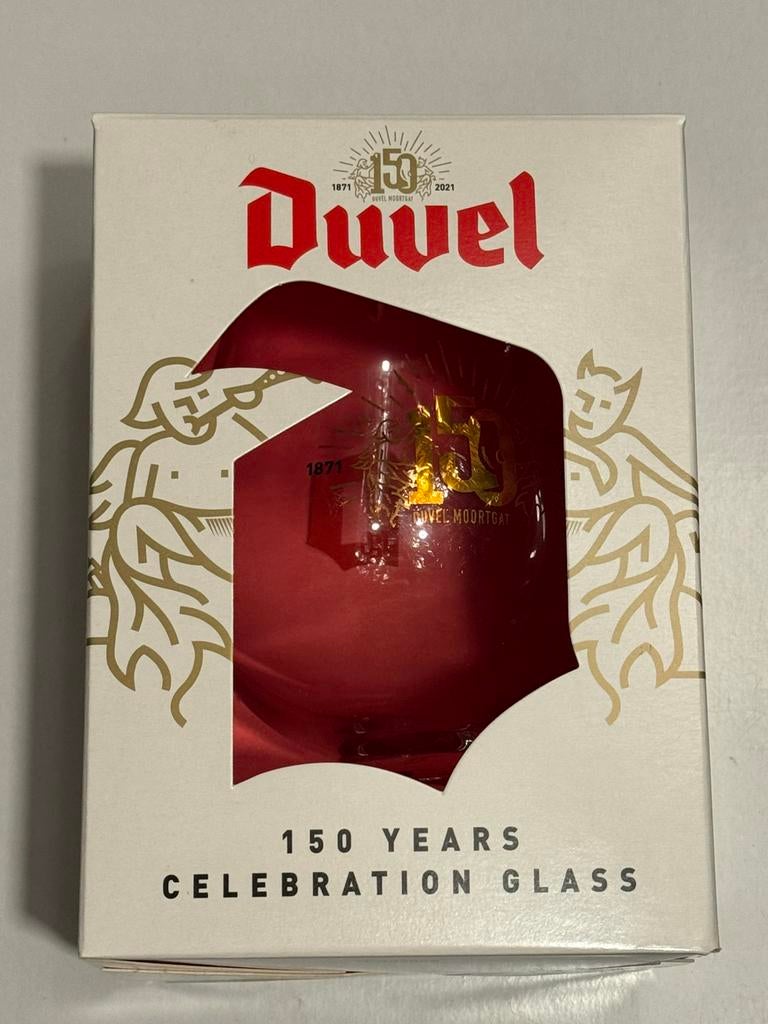 Duvel glas 150 jaar in doos, Verzamelen, Ophalen of Verzenden, Nieuw, Bierglas