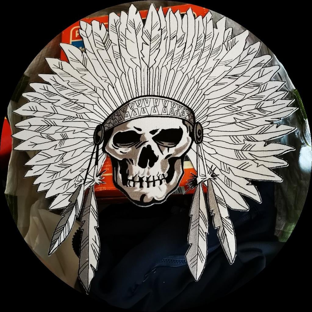 Patch Indian skull Nieuw 26 cm voor vest of jacket, Motoren, Ophalen of Verzenden, Nieuw zonder kaartje, Kinderen, Overige typen