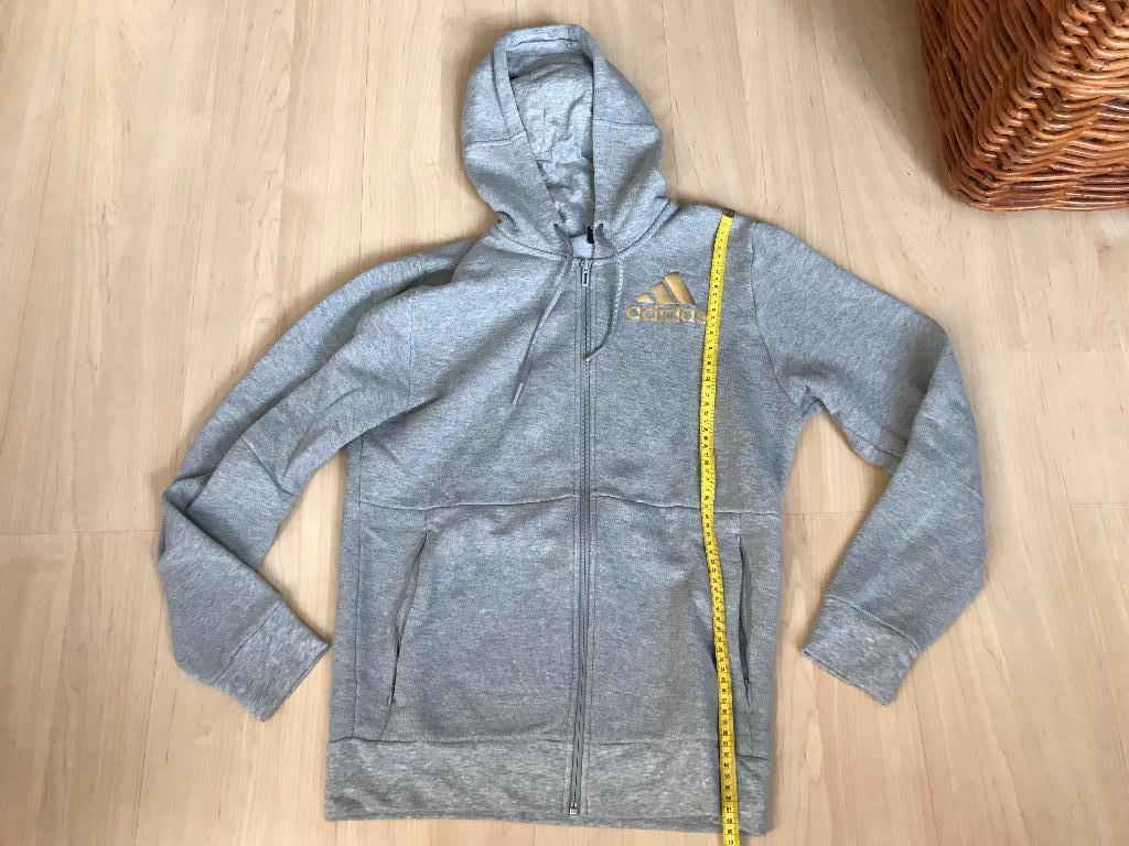 Sweat à capuche gris Adidas avec logo doré, Gris, Enlèvement ou Envoi, Comme neuf, Adidas
