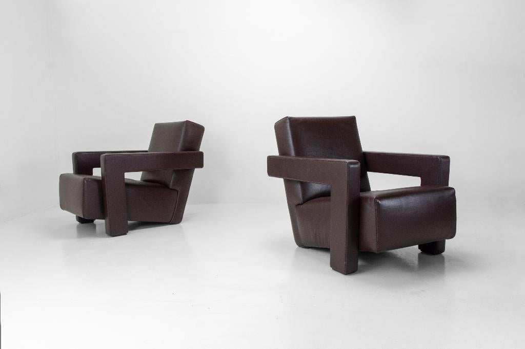 2 chaises Cassina Utrecht — Gerrit Rietveld (1935), Maison & Meubles, Enlèvement ou Envoi, Comme neuf, Cuir