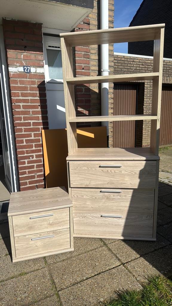 Kast met lades en open vakken & Nachtkastje, Antiek en Kunst, Antiek | Meubels | Kasten, Ophalen