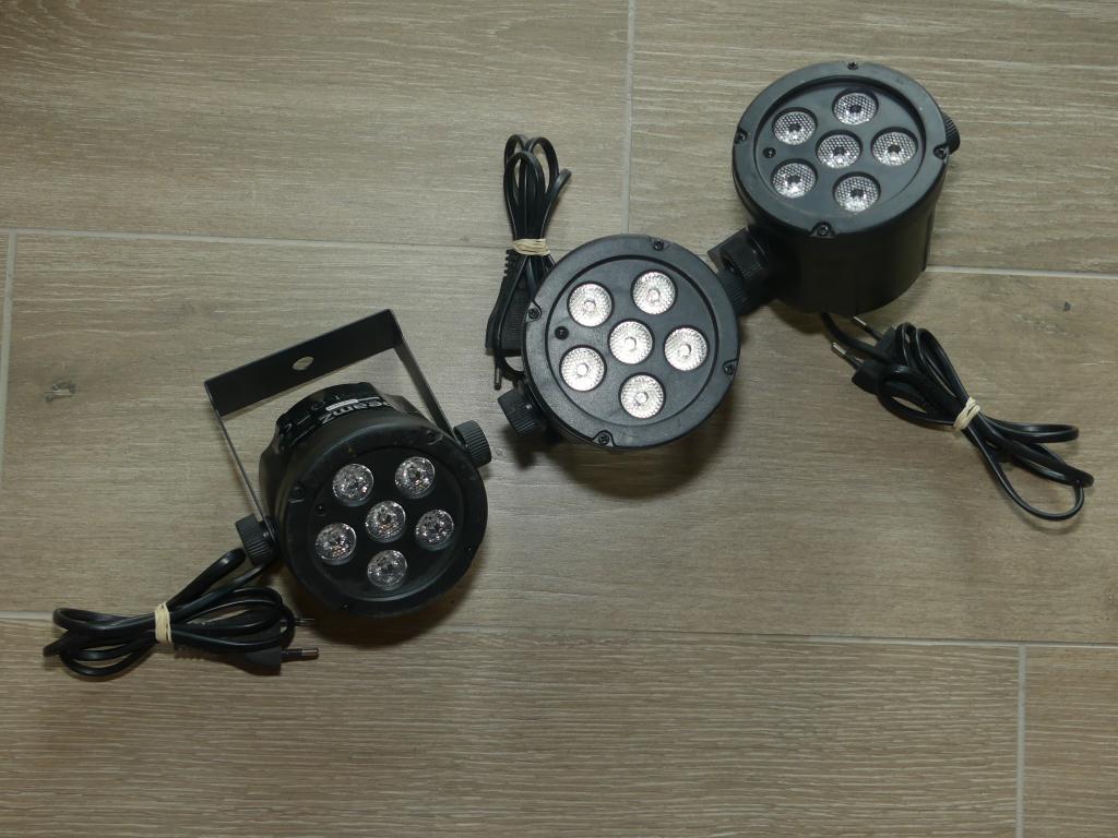 Lichtspots 3 stuks LED RGB, Muziek en Instrumenten, Licht en Laser, Ophalen of Verzenden, Zo goed als nieuw, Licht, Geluidgestuurd