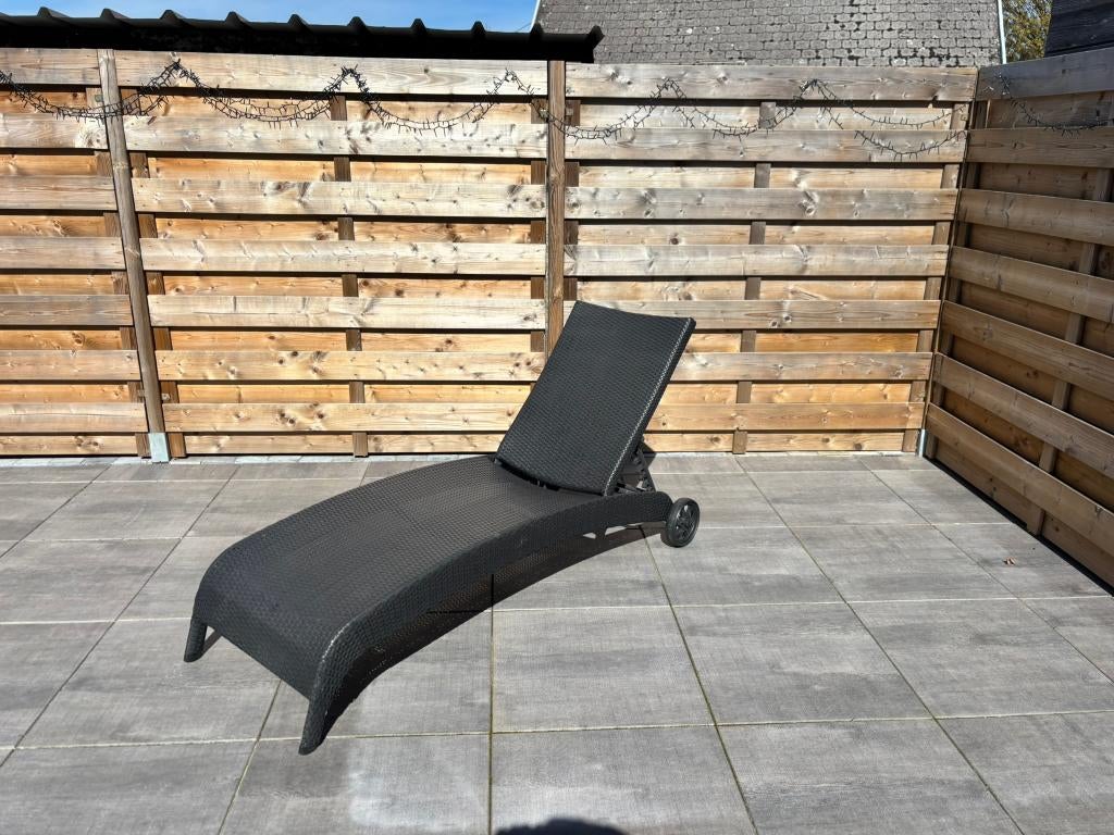 Ligzetel, Tuin en Terras, Ophalen, Gebruikt, Wicker, Verrijdbaar