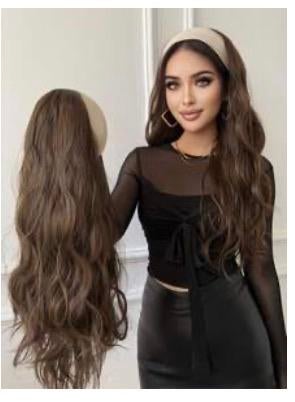 Lange bruine pruik met veranderbare diadeem, Handtassen en Accessoires, Uiterlijk | Haarverzorging, Ophalen, Zo goed als nieuw