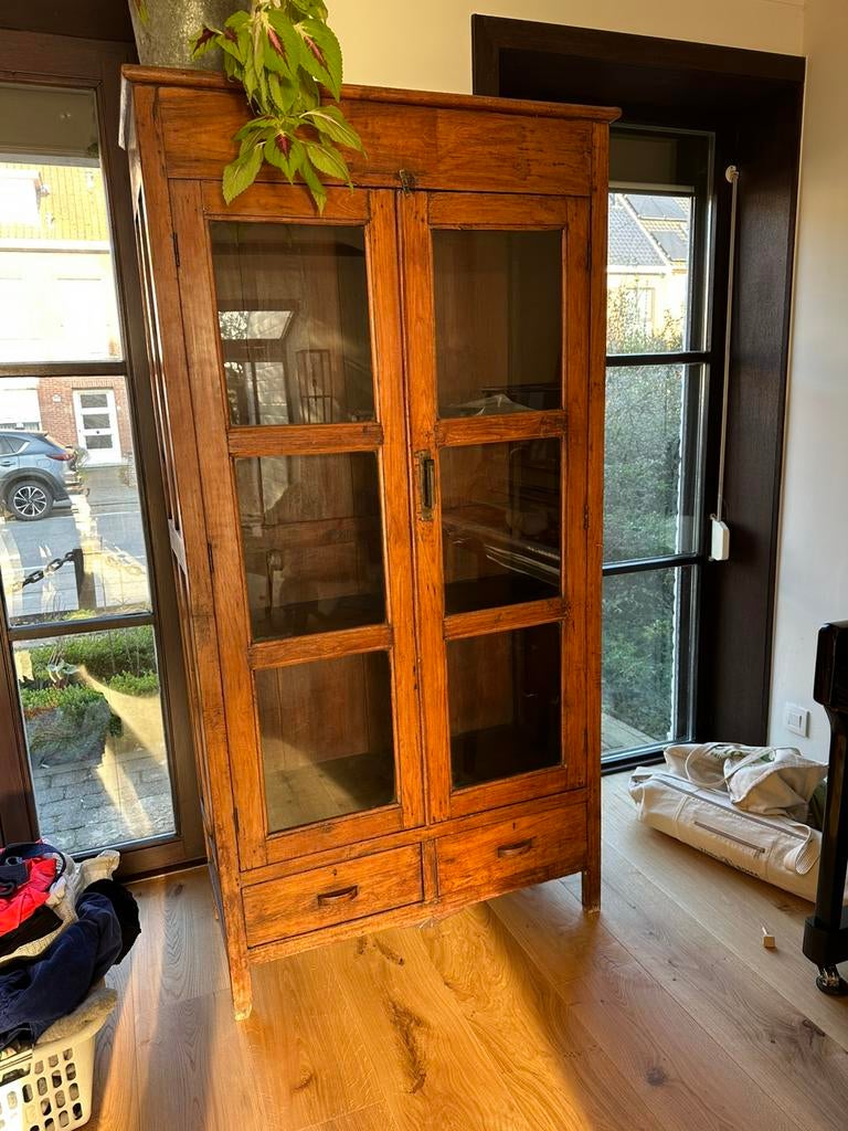 Prachtige houten virtrine kast, Huis en Inrichting, Ophalen, Gebruikt
