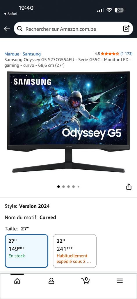 Ecran gameur samsung odyssée g5 27 pouce, Computers en Software, Monitoren, 101 t/m 150 Hz, Minder dan 1 ms, Zo goed als nieuw