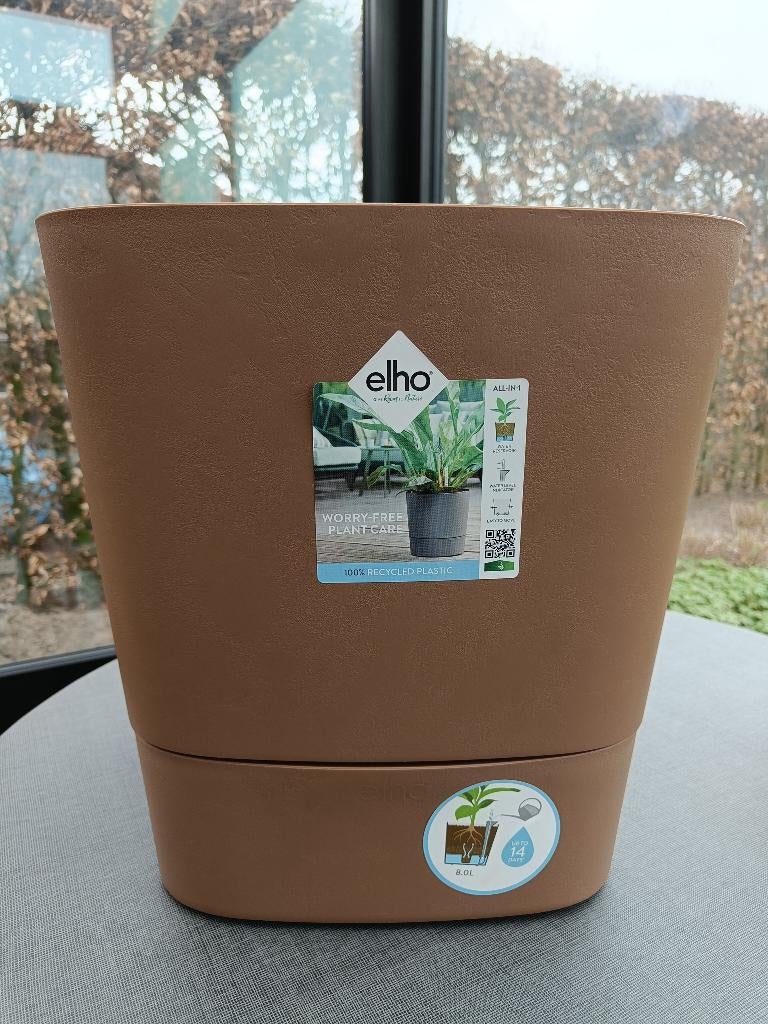 Bloempot Elho Greensense aqua care round. Diameter: 35 cm., Tuin en Terras, Bloempotten, 25 tot 40 cm, Kunststof, Rond, Nieuw