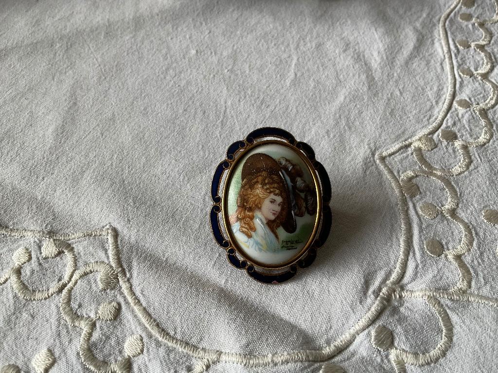 Engelse portret broche Thomas Mott ( TLM ), Ophalen of Verzenden