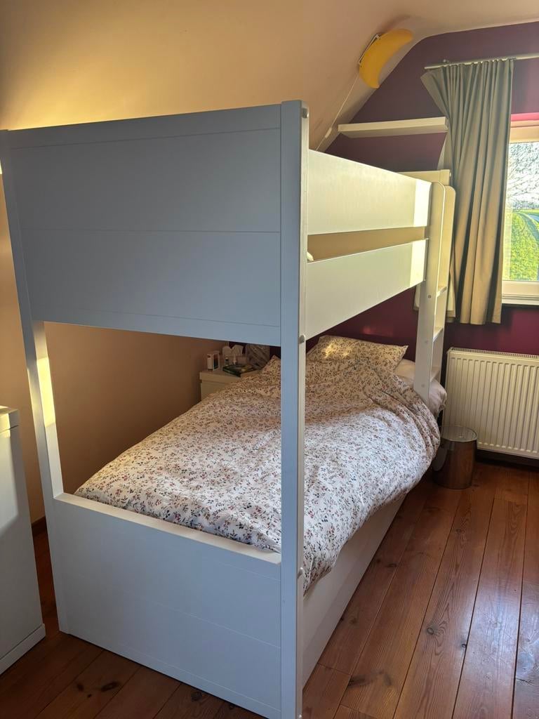 Stapelbed + rolbed/opbergschuif, Enlèvement, Comme neuf, Lits superposés