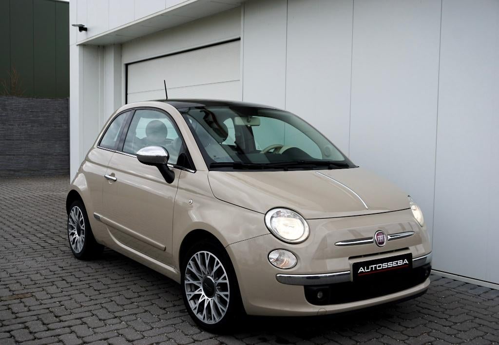Fiat 500 1.2cc Benzine Pano/Leder/Automaat, Auto's, 4 zetels, 50 kW, Beige, Leder