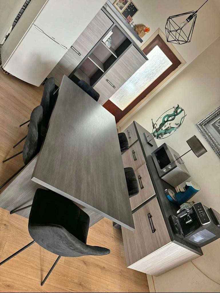 Salle à manger complète moderne – Table + Buffet + Vitrine, Maison & Meubles, Enlèvement, Comme neuf