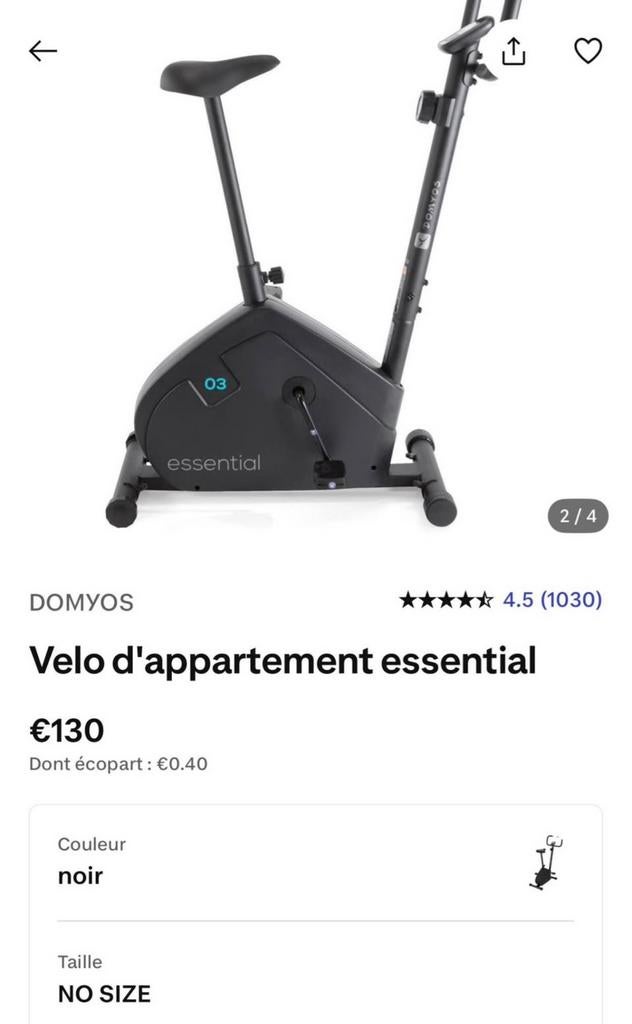 Velo d appartement DOMYOS essential, Enlèvement, Comme neuf, Vélo d'appartement