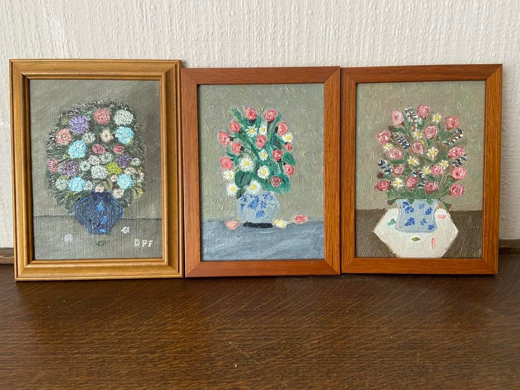 Schilderijen met bloemen, Antiek en Kunst, Ophalen