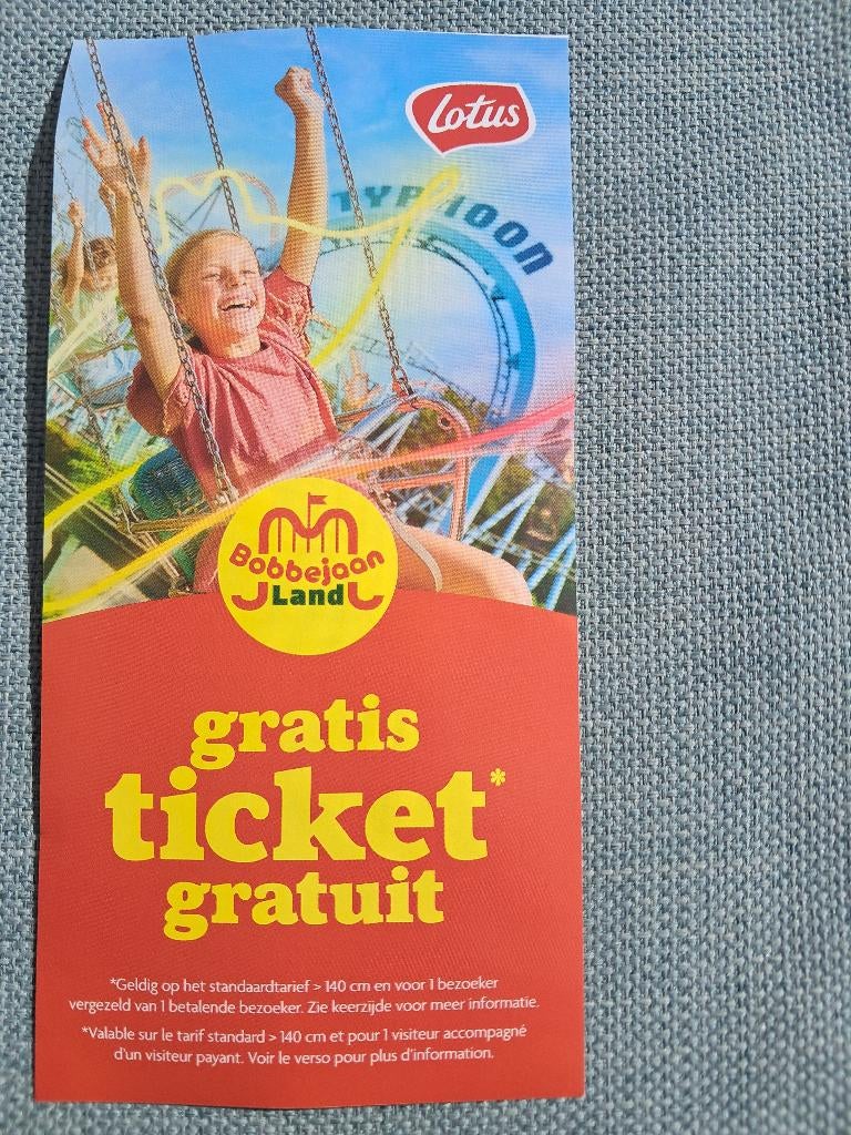 te koop : inkomticket pretpark Bobbejaanland, Tickets en Kaartjes, Recreatie | Pretparken en Attractieparken, Eén persoon, Ticket of Toegangskaart