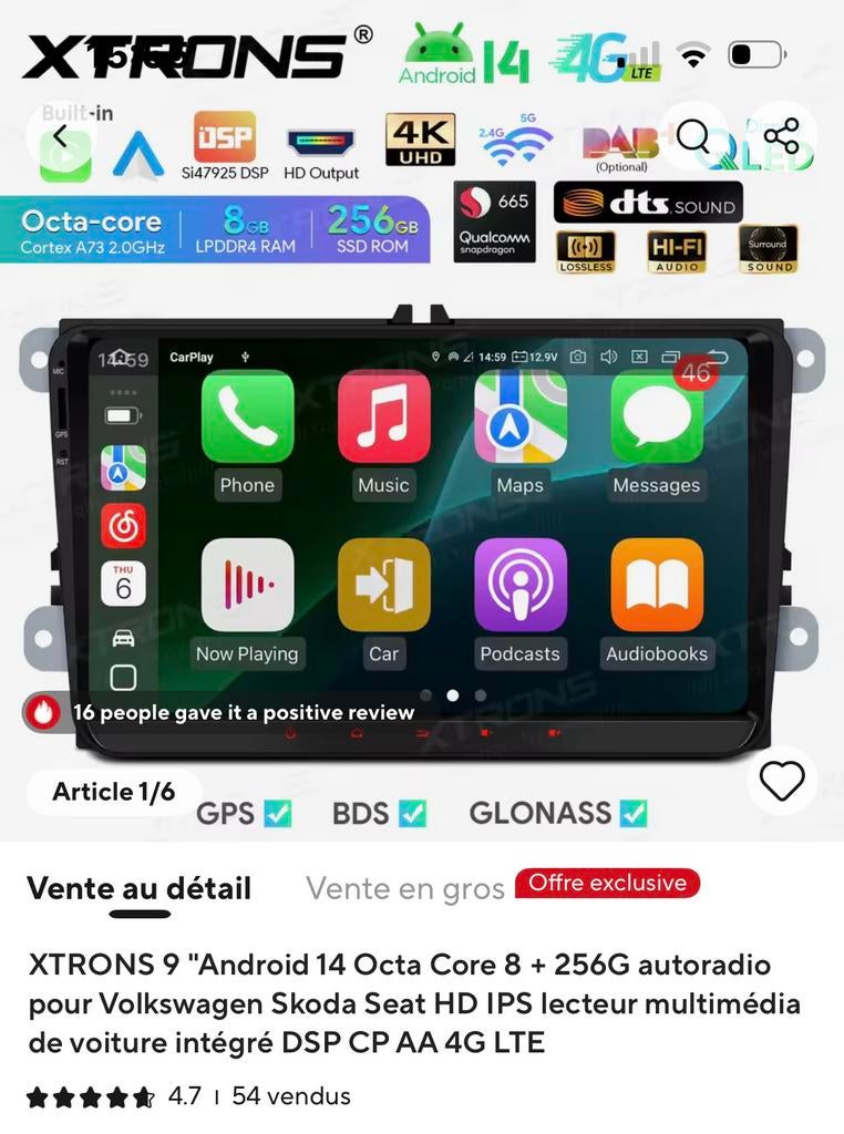 Autoradio Androïde 14 9 pouces VW/SEAT/SKOKa, Enlèvement ou Envoi, Comme neuf