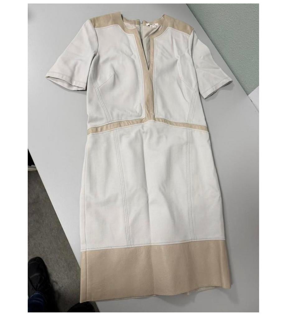 Robe à empiècement en cuir d'agneau crémeux Helmut Lang  M, Vêtements | Femmes, Robes, Enlèvement ou Envoi, Comme neuf, Taille 38/40 (M)
