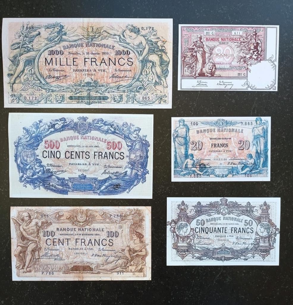 Exemplaires de 20 --> 1000 francs de la série vers 1900., Enlèvement ou Envoi, Série