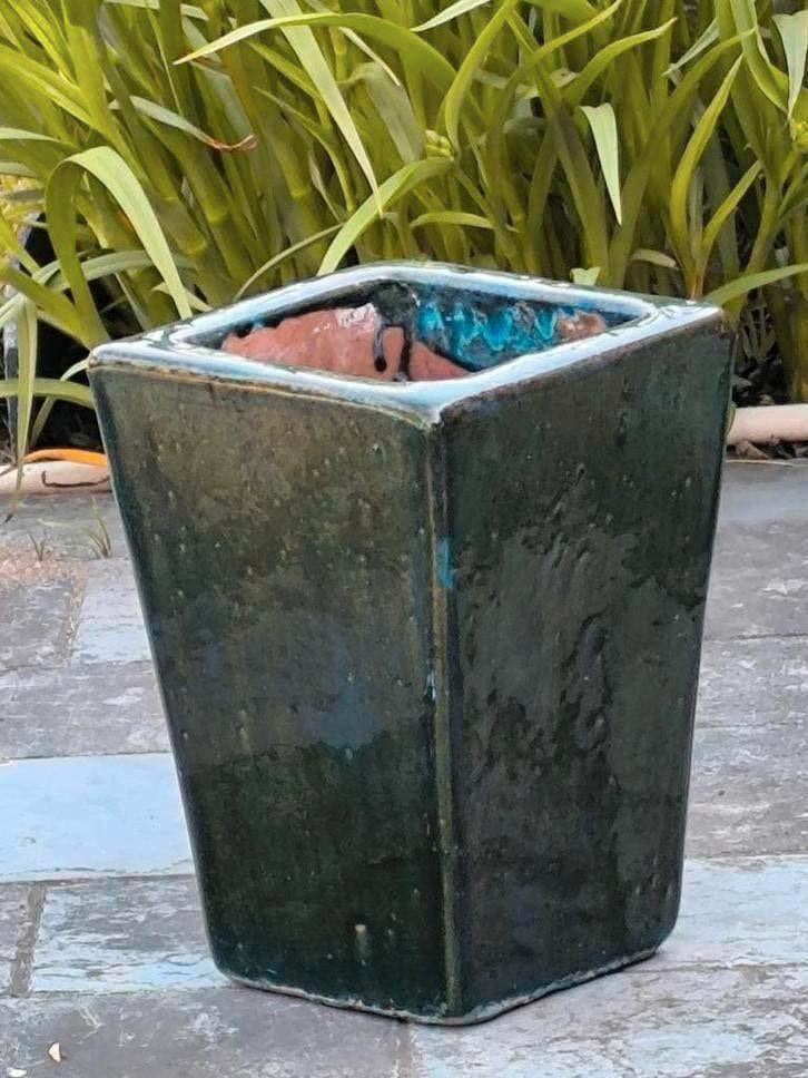 Zware stenen geglazuurde bloempot, Tuin en Terras, Ophalen