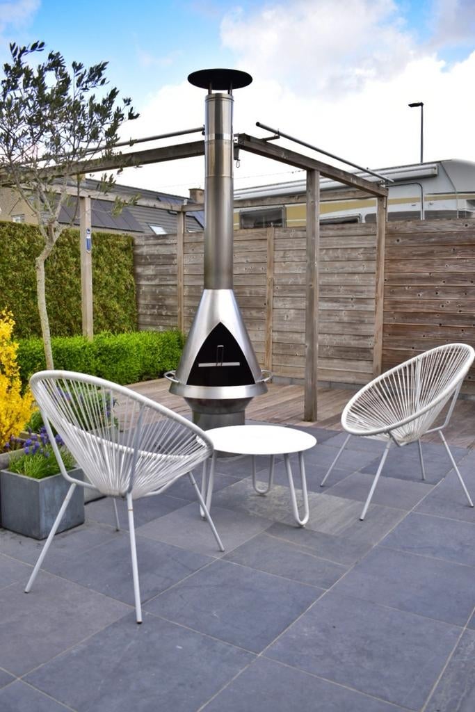 Openhaard/buitenkachel/Barbecue voor buiten in RVS., Tuin en Terras, Houtskoolbarbecues, Ophalen