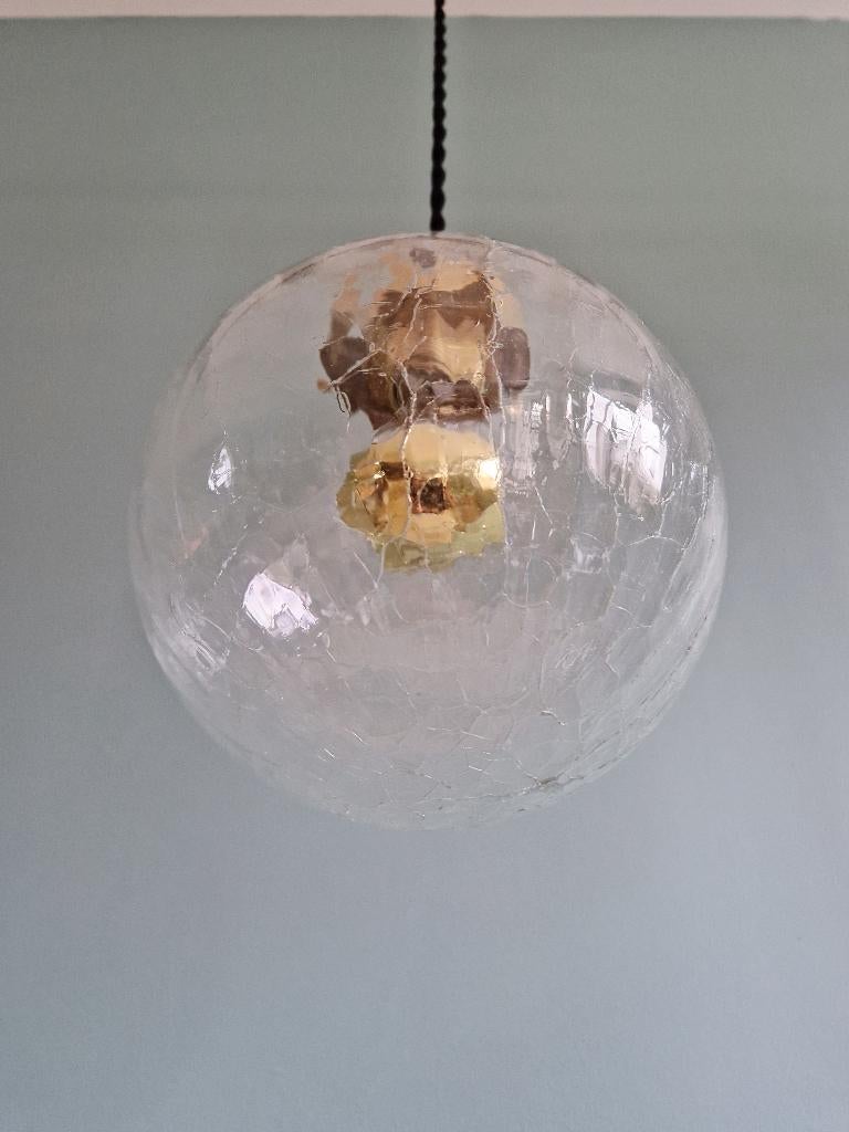 Suspension vintage en verre craquelé transparent, années 70, Enlèvement ou Envoi