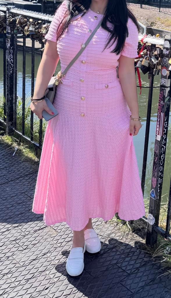 Geïnspireerde sandro roze jurk M/L, Kleding | Dames, Jurken, Ophalen of Verzenden, Zo goed als nieuw, Roze