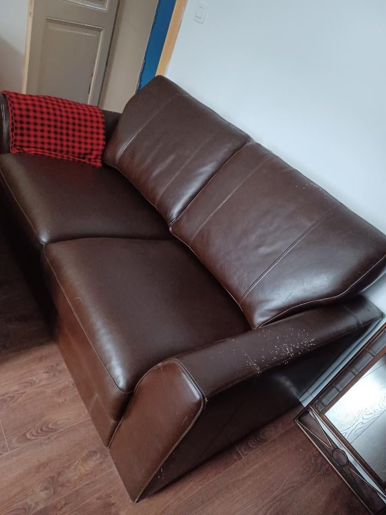 Canapé cuir brun, Maison & Meubles, Enlèvement, Cuir