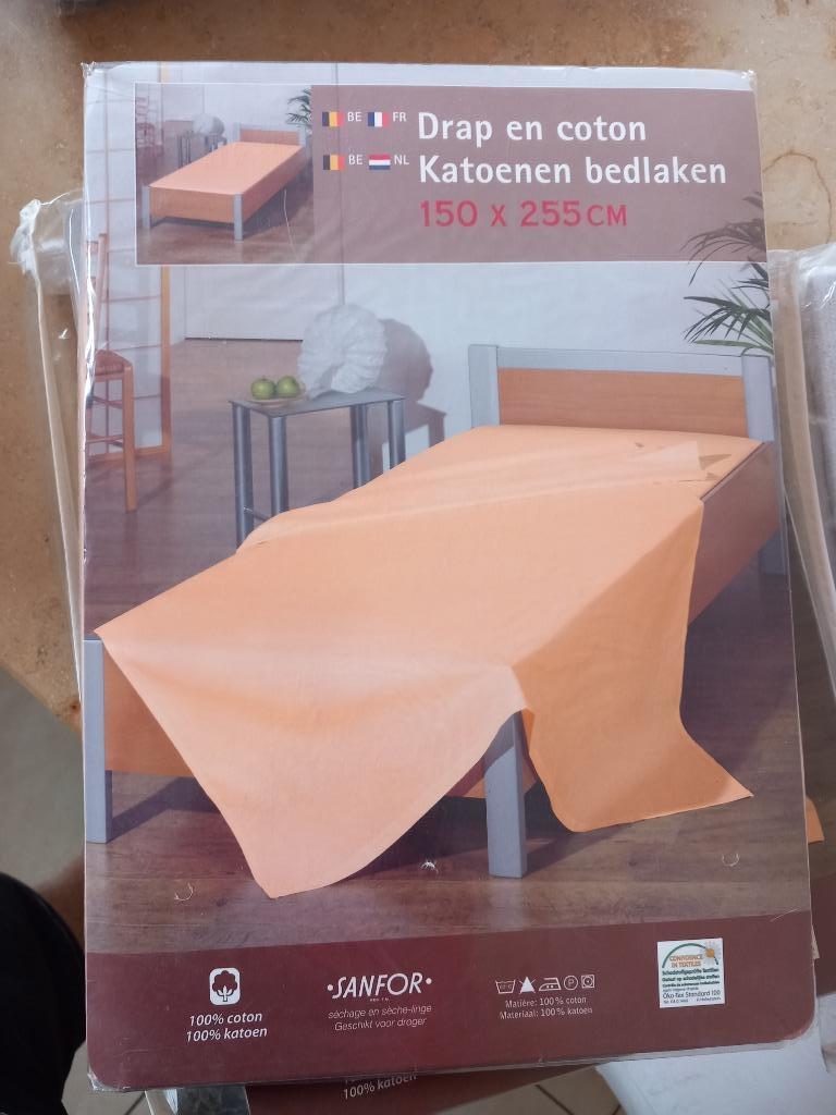Draps de lit et protège matelas 1 personne, Enlèvement ou Envoi, Comme neuf, Autres types
