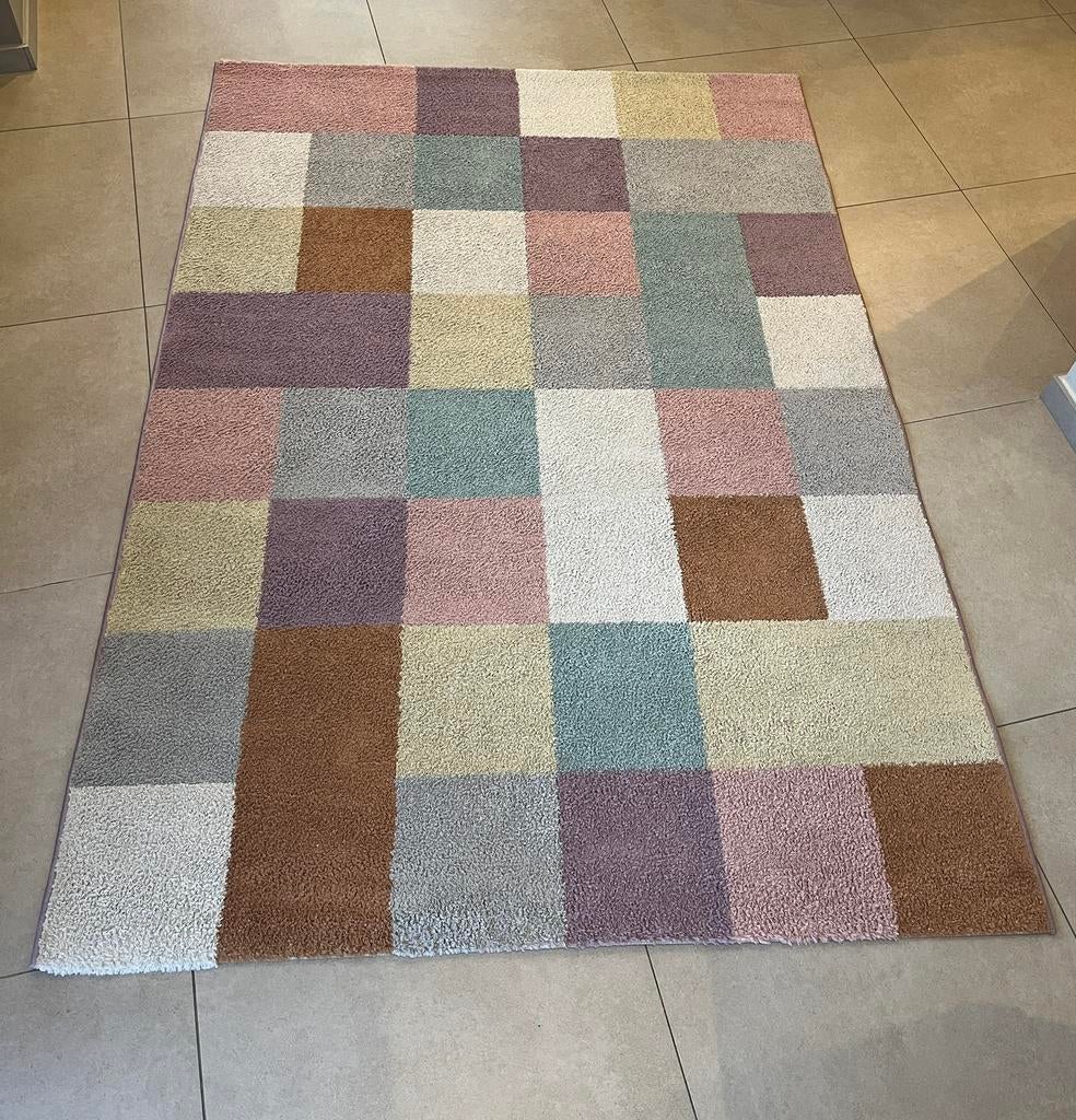 laagpolig vloerkleed: patchworkontwerp meerdere kleuren, Huis en Inrichting, Stoffering | Tapijten en Vloerkleden, Ophalen, Zo goed als nieuw