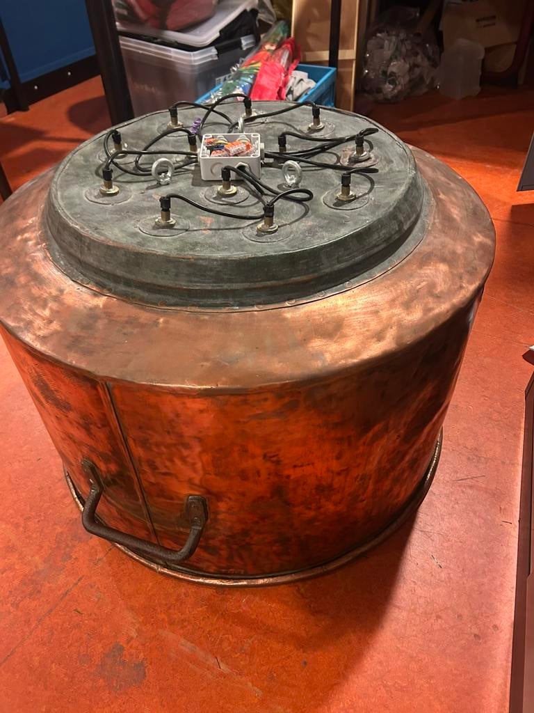 Unieke industriële koperen lamp (groot), Antiquités & Art, Enlèvement, Cuivre