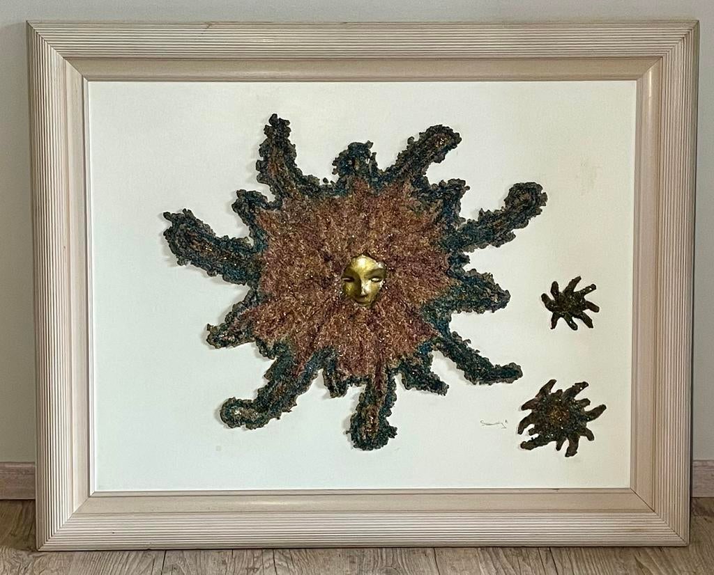 Tableau d'Anna Sadowsky visage en pierre de lave, Antiquités & Art, Enlèvement