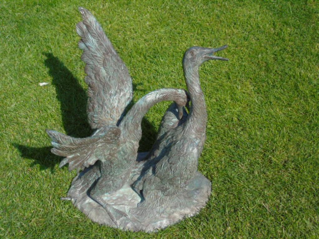 statue 2 canards en bronze patinée vert , jet d eau ..., Enlèvement, Neuf, Autres matériaux, Fontaine