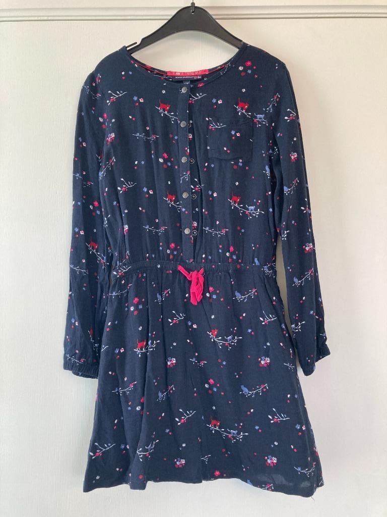 Zwart jurkje met takjes/vogeltjes/katjes - Iam for JBC - maa, Robe ou Jupe, Enlèvement ou Envoi, JBC, Utilisé