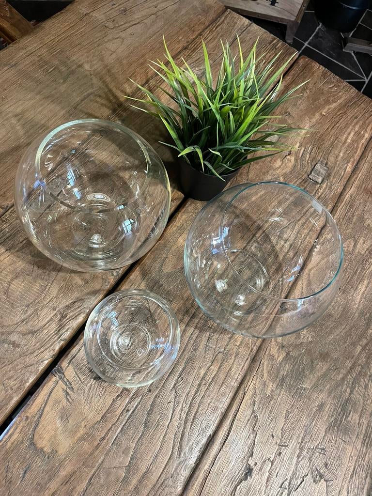 Joli ensemble de 2 bocaux ronds en verre, Enlèvement ou Envoi, Comme neuf, Verre