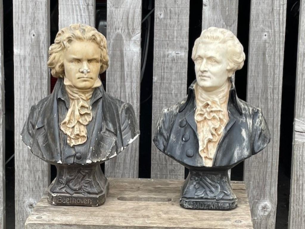 Bustes Mozart en Beethoven gips, Antiek en Kunst, Ophalen