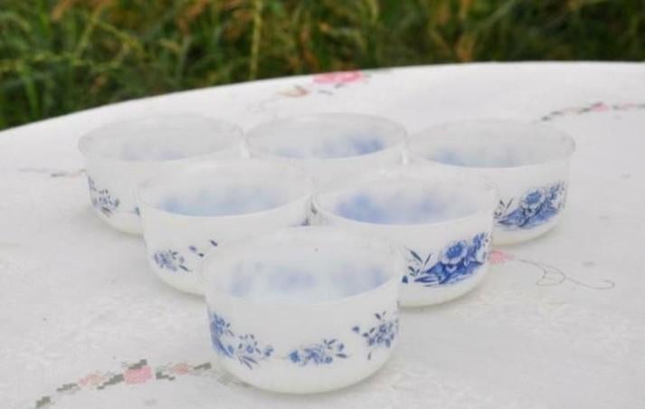 § 6 ramequins vintage arcopal fleur bleu, Enlèvement ou Envoi