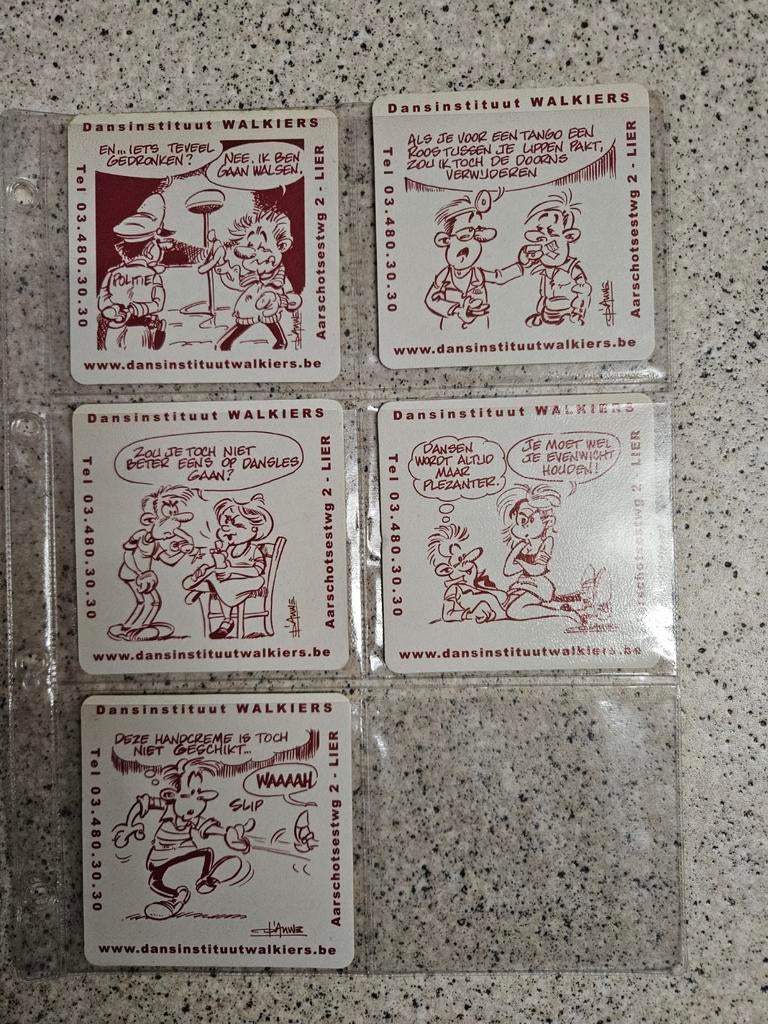 Bierviltjes getekend door Dirk d'Auwe, Verzamelen, Stripfiguren, Ophalen of Verzenden