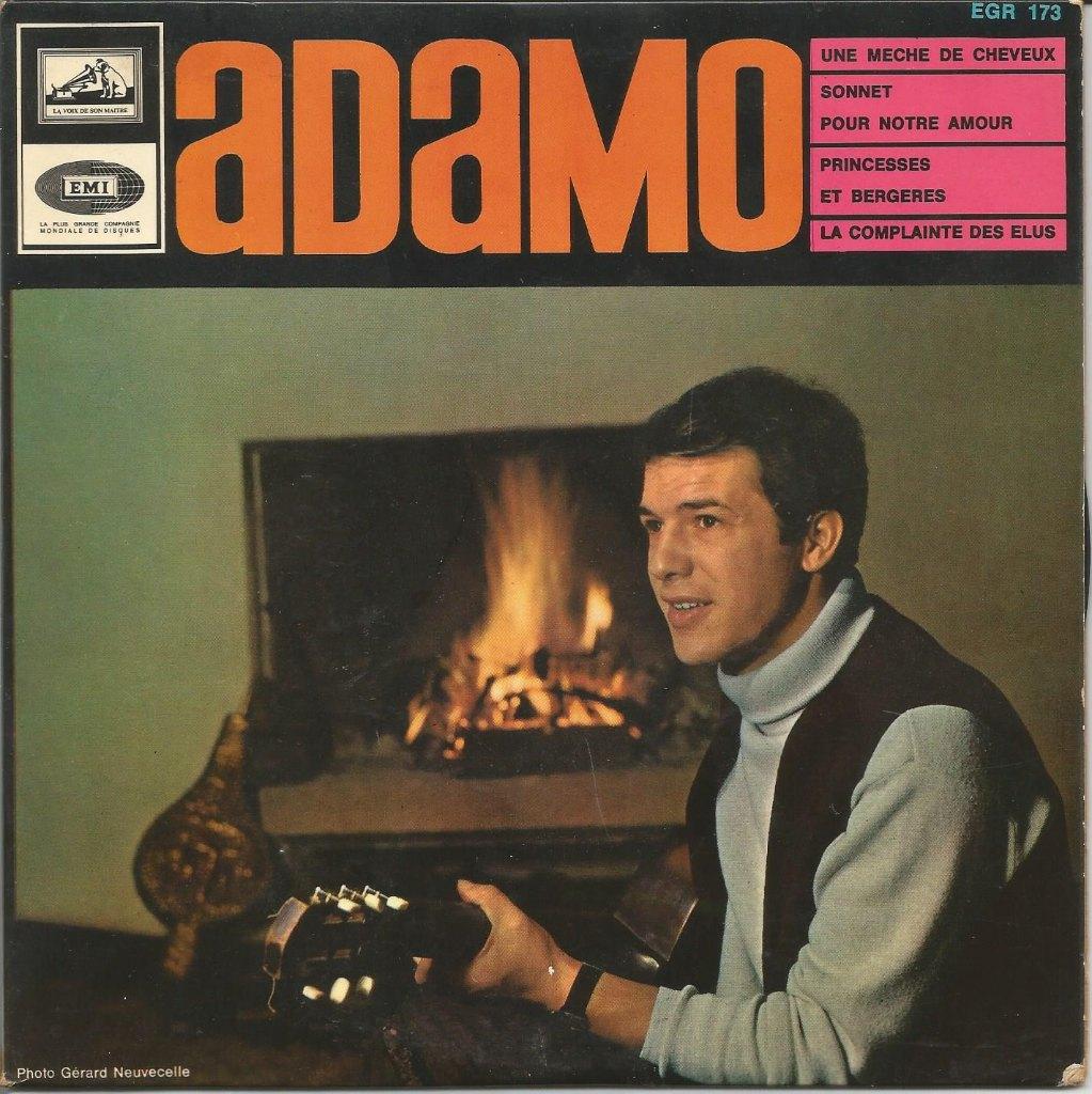 45T ADAMO - Une mèche de cheveux - EMI Belgique 1966, Enlèvement ou Envoi, Utilisé, Pop, 7 pouces