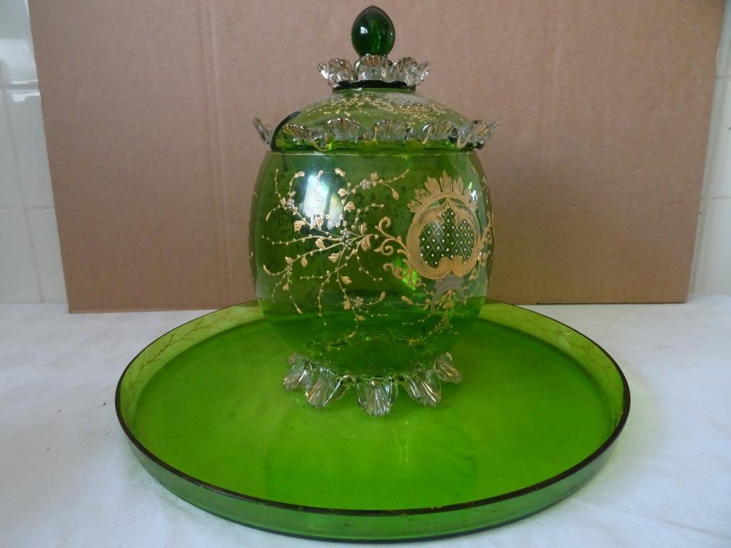 Punch bowl antieke punch bowl glazen punch bowl verguld 1930, Ophalen of Verzenden