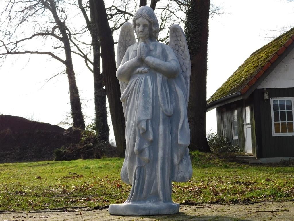Statue d'ange en prière - 100 cm - Pierre, Jardin & Terrasse, Statues de jardin, Enlèvement ou Envoi, Pierre, Ange