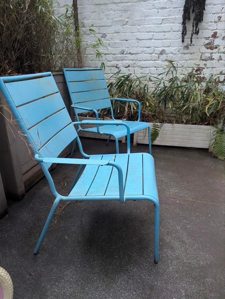 2 Chaises de jardin - Mobel Pfister design bleues, Caravanes & Camping, Meubles de camping, Enlèvement