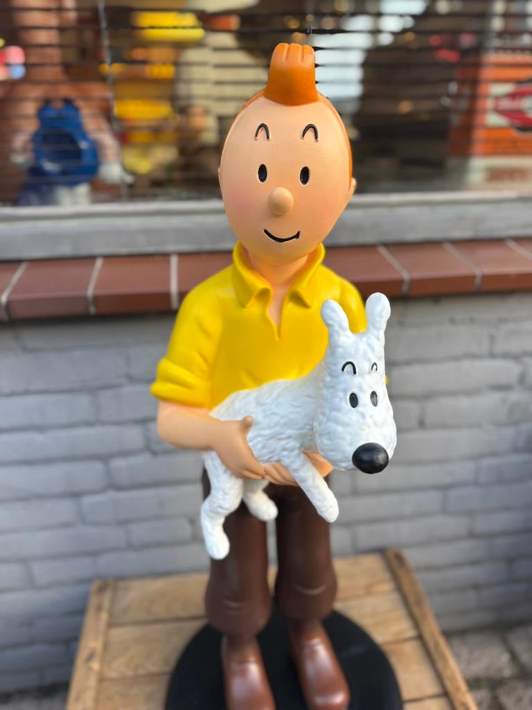 Kuifje met Bobbie beeld, Verzamelen, Ophalen, Kuifje, Zo goed als nieuw, Beeldje of Figuurtje