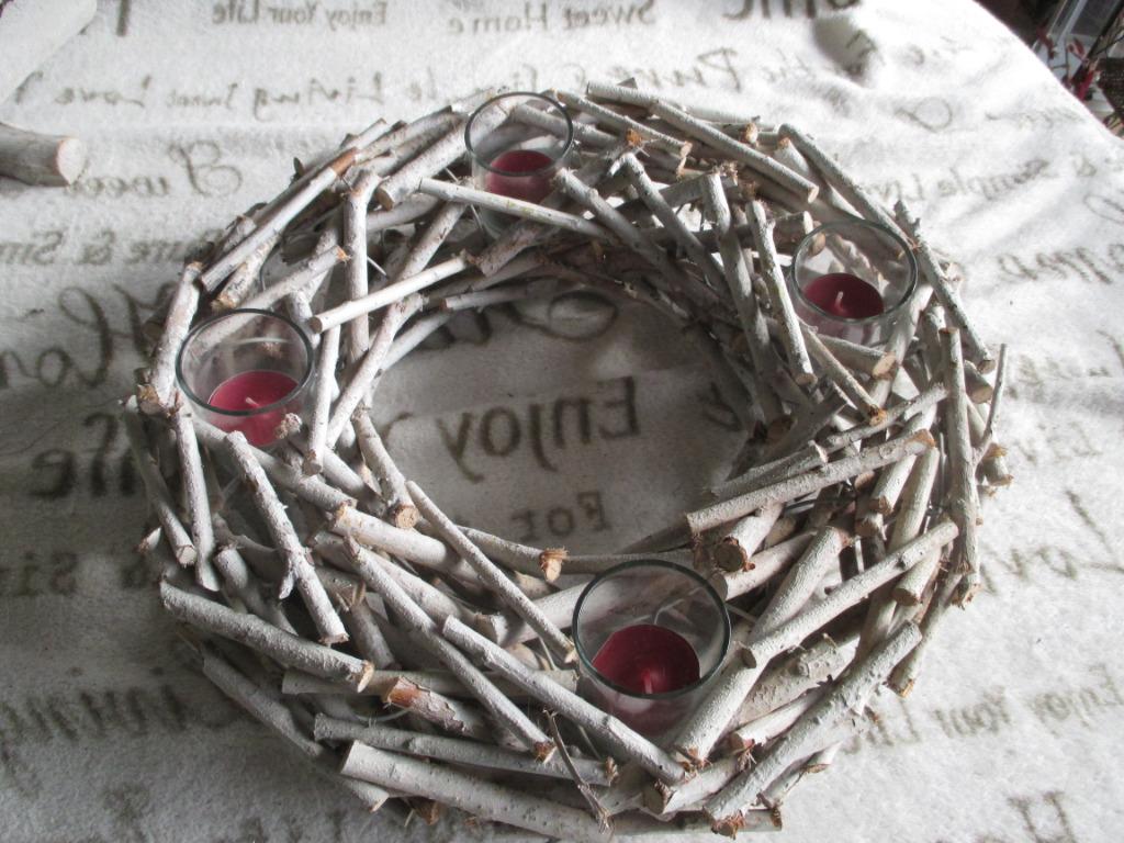 krans theelichthouder in hout, Huis en Inrichting, Woonaccessoires | Kransen, Ophalen of Verzenden, Nieuw