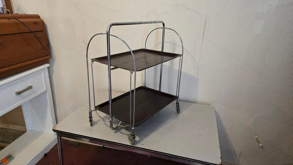 ancienne table desserte sur roulettes pliable vintage année, Antiquités & Art