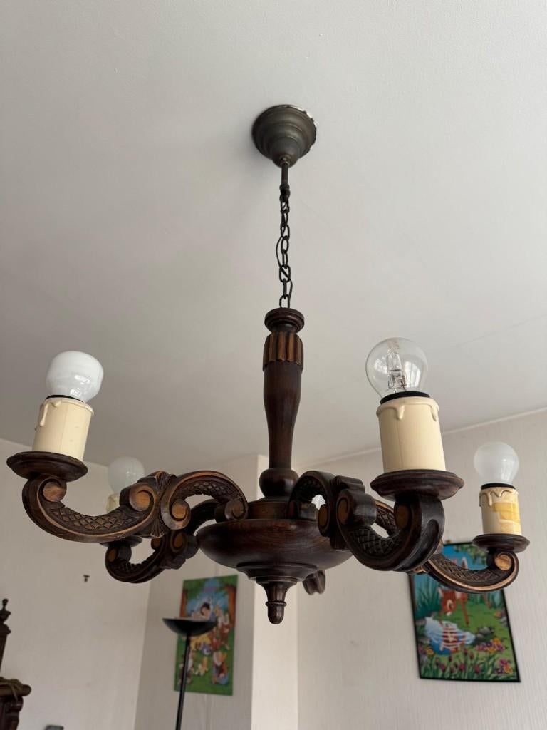 Antieke houten kroonluchter (kaarsenstijl), Antiek en Kunst, Ophalen
