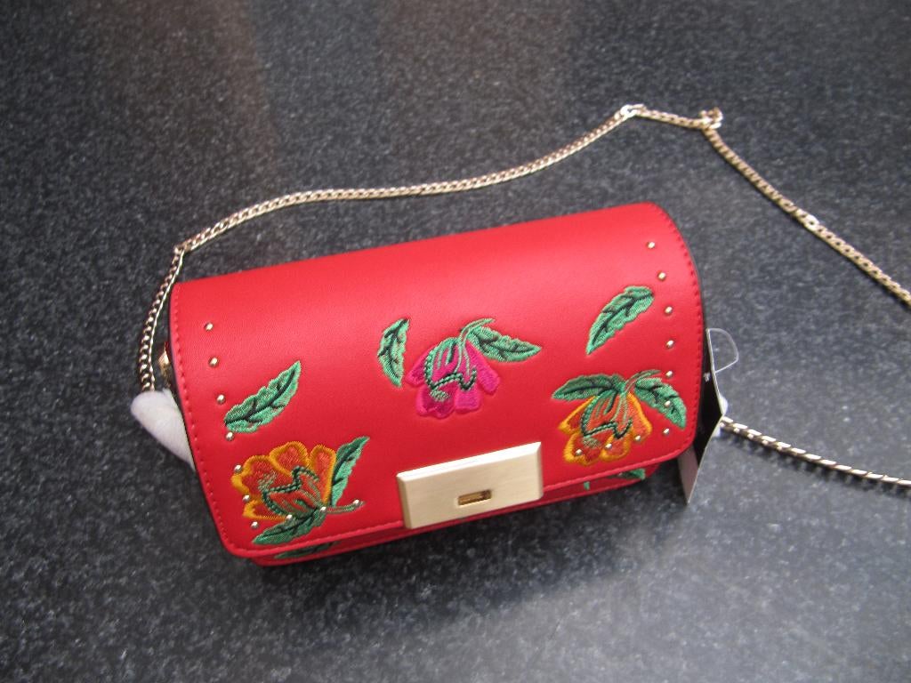tas, handtas nieuw, rood + bloem goudkleurige lits, Top Shop, Handtassen en Accessoires, Tassen | Damestassen, Ophalen of Verzenden