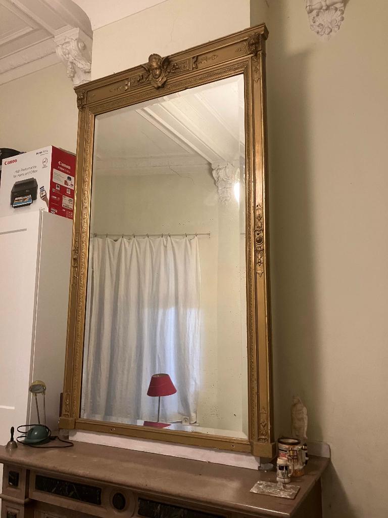 Authentieke schouwspiegel, Antiquités & Art, Enlèvement, Rectangulaire, 100 à 150 cm, 150 à 200 cm