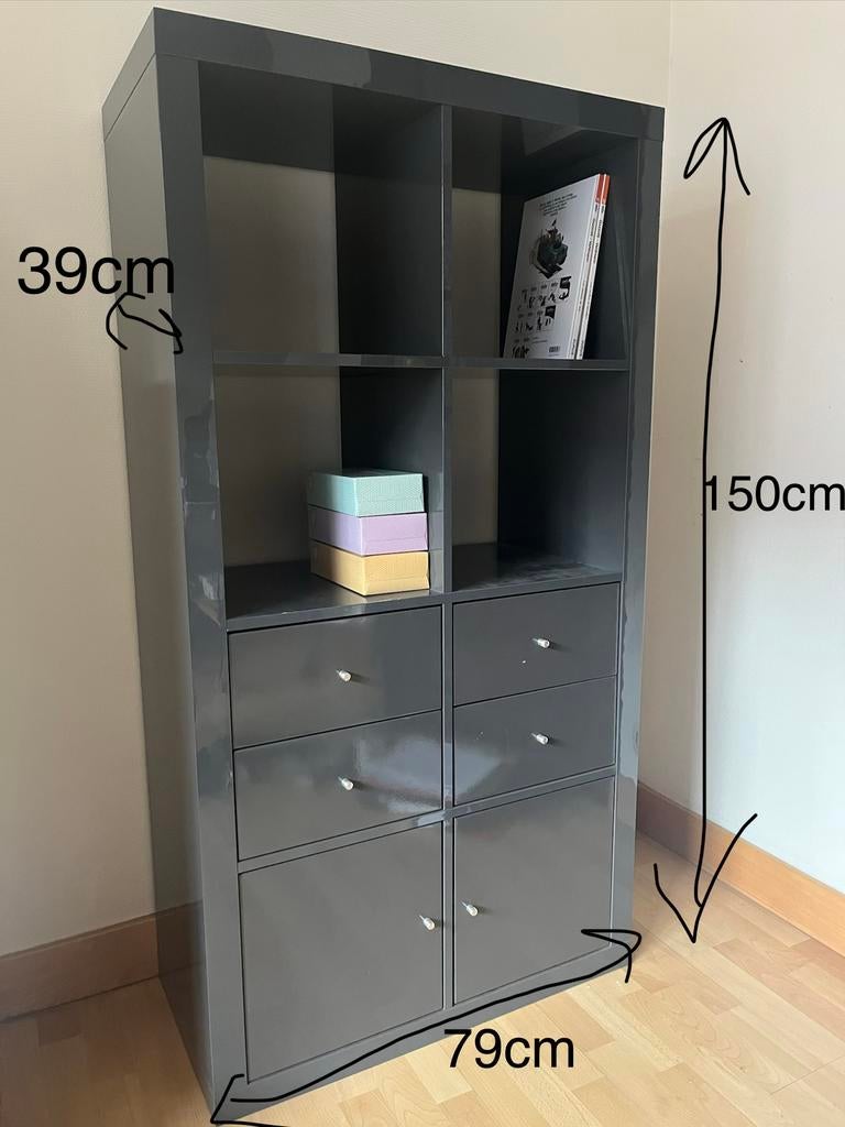 Bibliothèque grise design ikea, Enlèvement, Comme neuf