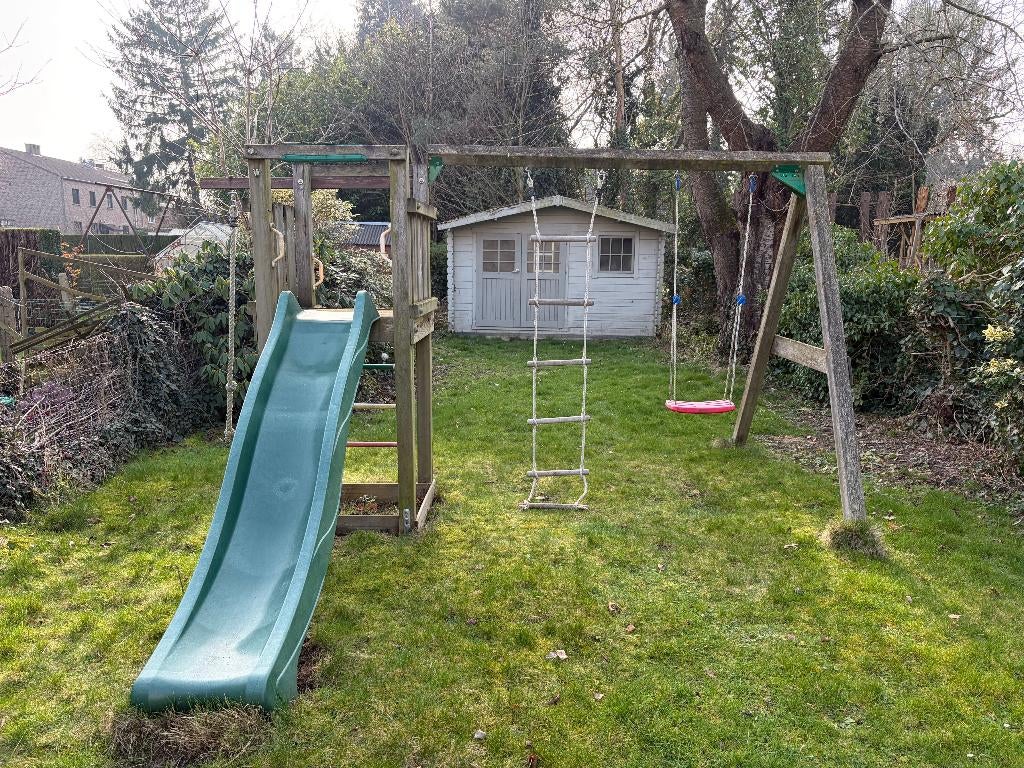 Balançoire/portique en bois avec toboggan, Enfants & Bébés, Enlèvement, Balançoire